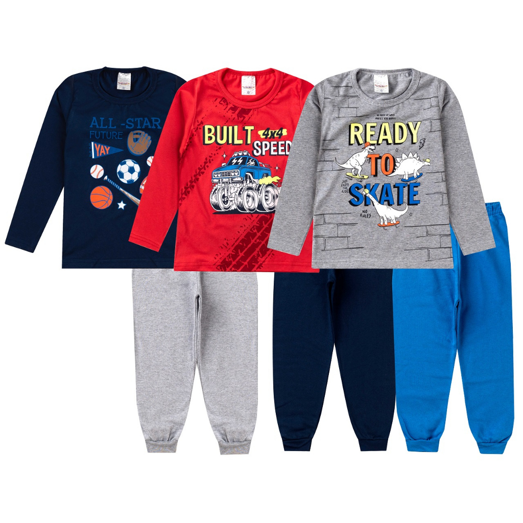 Kit 3 Conjunto Infantil Menino Roupa Frio Inverno Masculino | Shopee Brasil