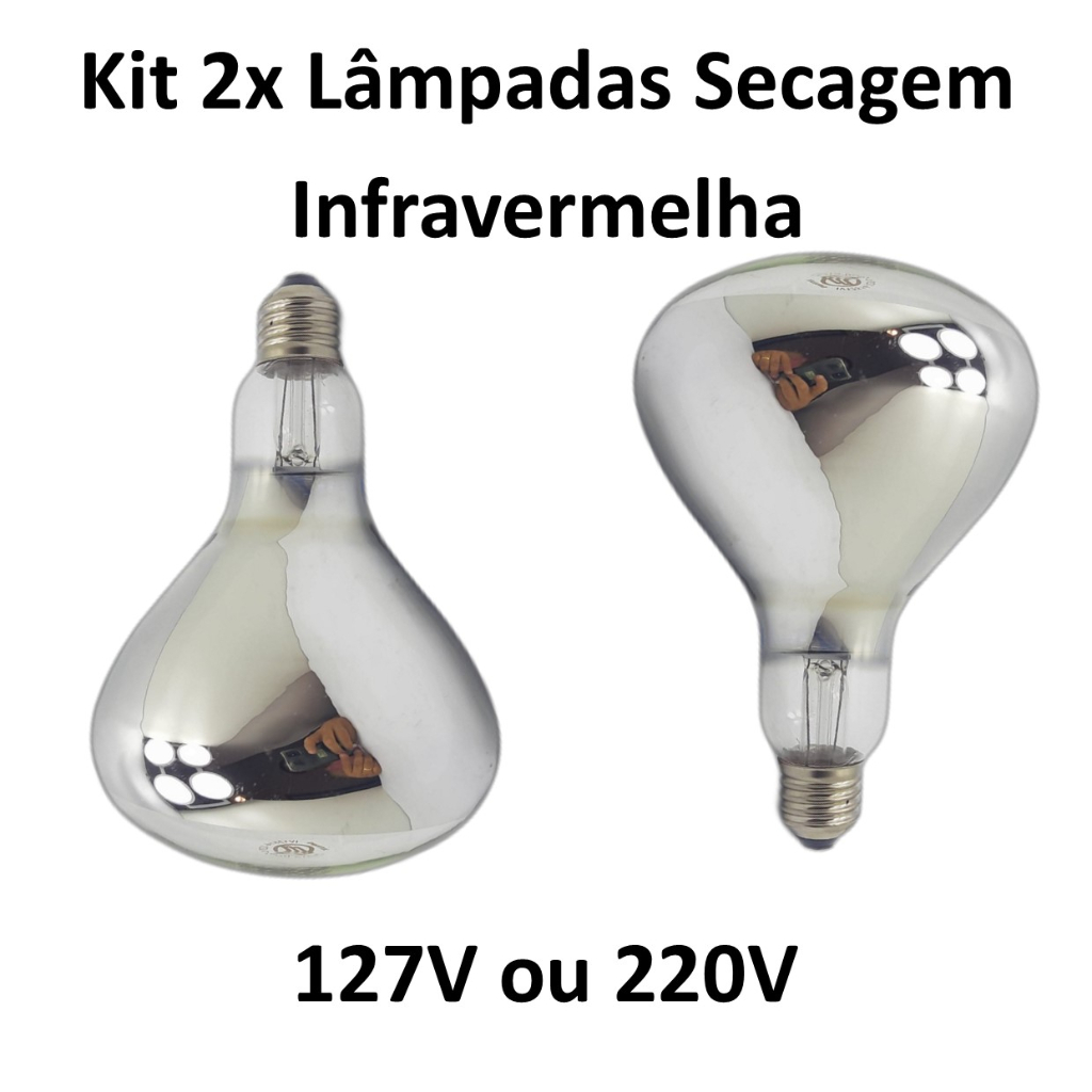 kit 2x Lâmpada Secagem Aquecimento Granja Infra Vermelho 250W Incandescente - Empalux