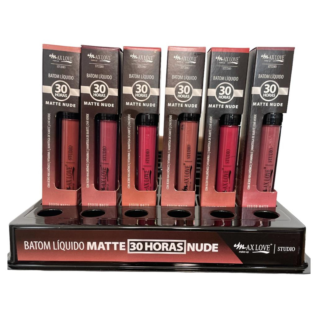 Kit Batom Líquido Matte Nude 30 Horas Max Love Longa Duração