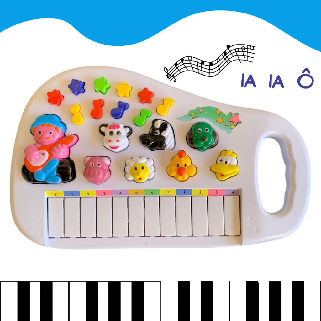 Teclado Piano Animal Infantil Sons De Bichos Fazendinha Seu Lobato