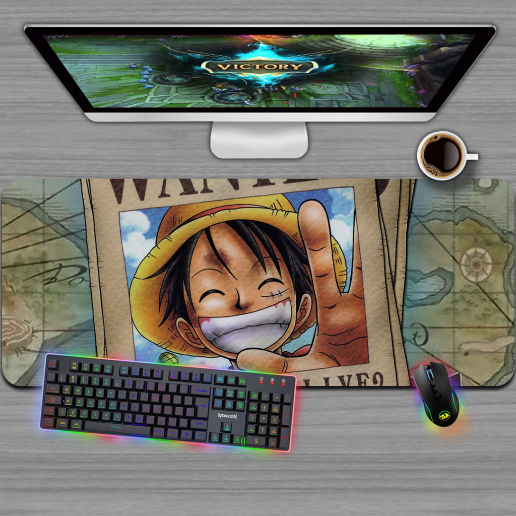 Mousepad Gamer, Tamanhos variados, Anime - LUFFY ONE PIECE WANTED
