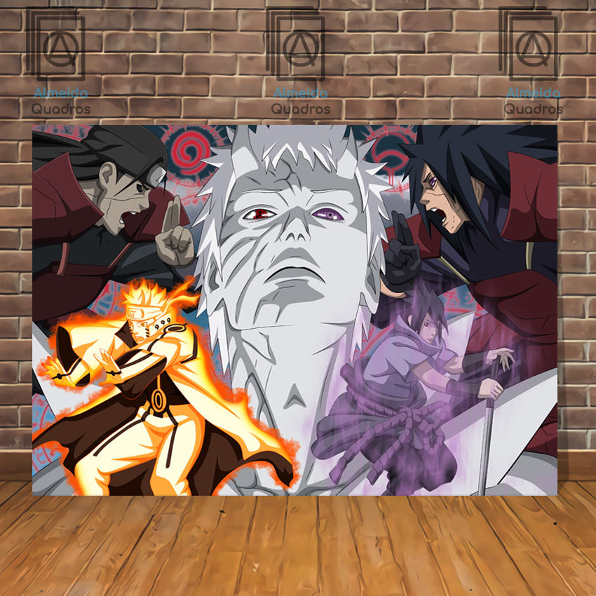 Quadro decorativo Emoldurado Olhos Personagens Naruto Anime para sala  quarto