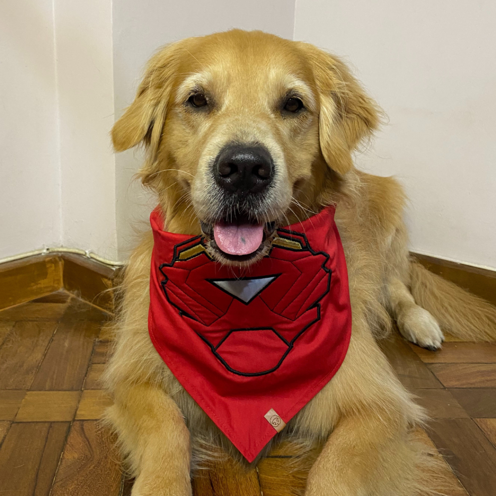 Bandana Pet Homem De Ferro Piticas Dupla Face Tamanho P