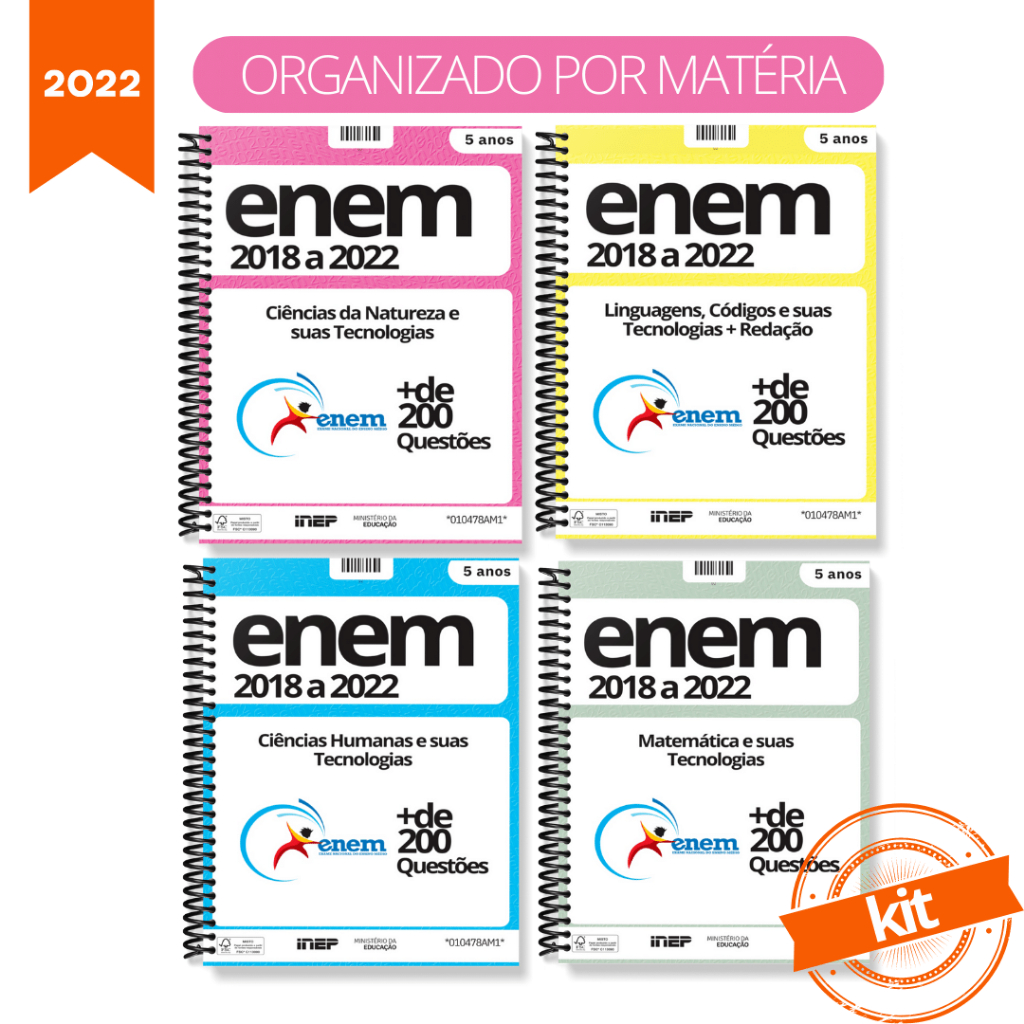 Apostila Enem Completa dividida por Matéria - Kit com 4 apostilas 5 anos