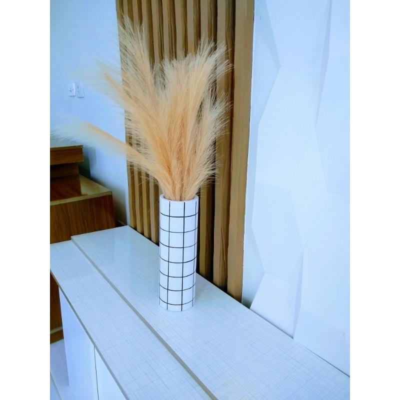 Vaso Cilindrico In Ceramica Bianca 28 Cm - Design Moderno Per Fiori Pampas E Decorazioni - Foto 2