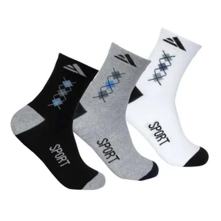 12 Pares Meias Grossas De Algodão Cano Longo Sport atacado-menos preço