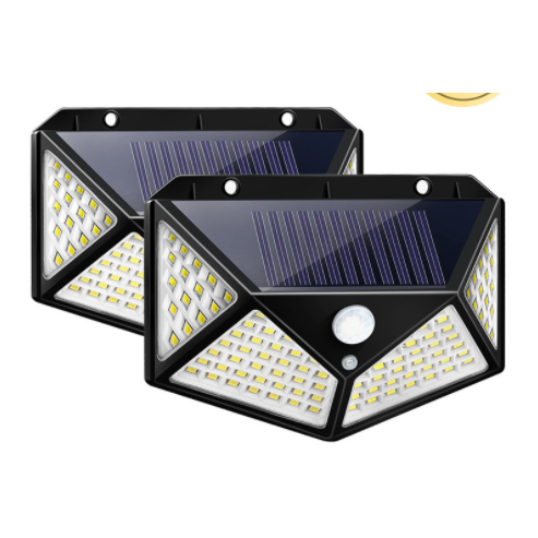 Luminária Solar 100 Led Com Sensor Jardim Prova D'Água Promoção
