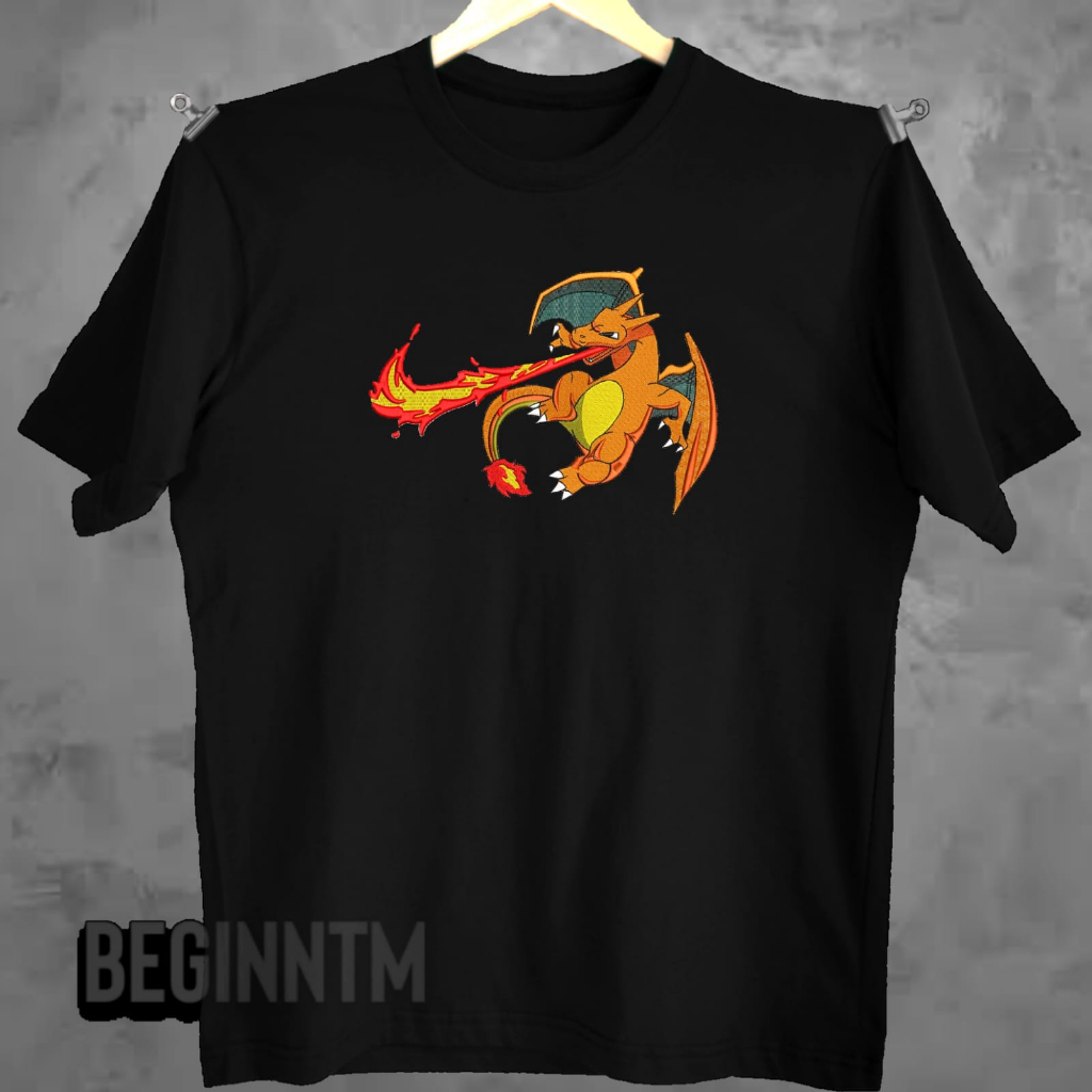 Camiseta Charizard bordado Pokemon anime bordado