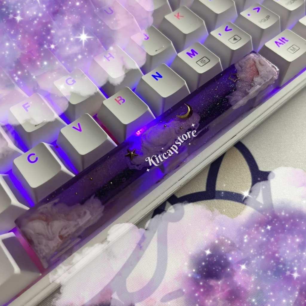 Tecla Barra de Espaço Clouds - Céu - Nuvem - Estrela - Kawaii -Tecla Para Teclado Mecânico - Unidade