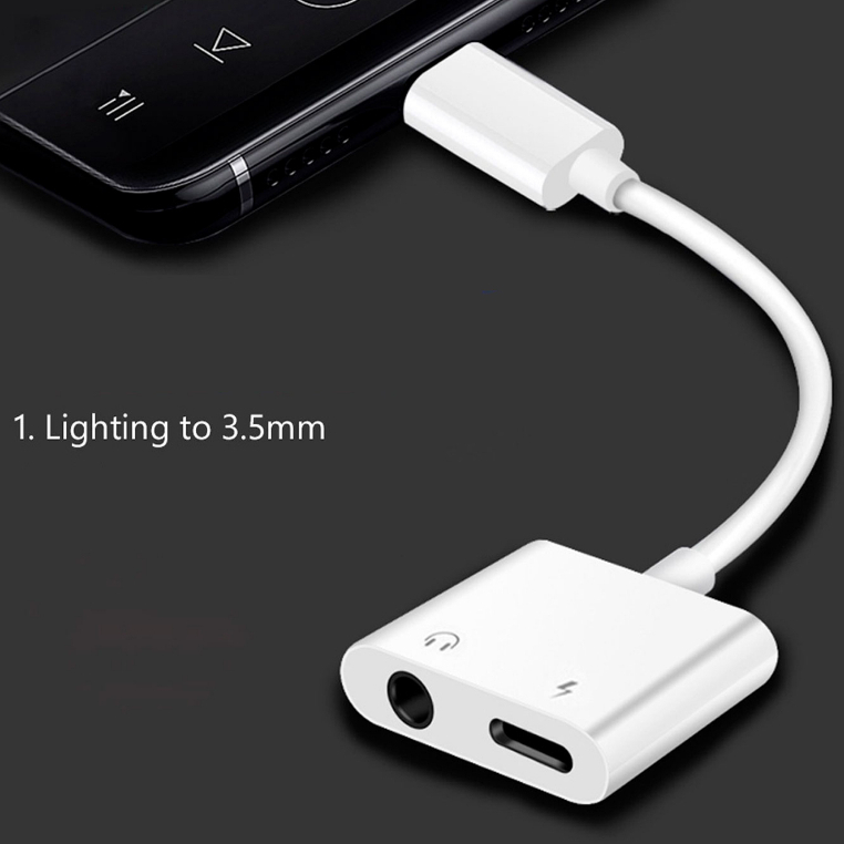 Adaptador Celular IOS 2 em 1-Carrega e conecta fone/Áudio e vídeo-Estoque no brasil
