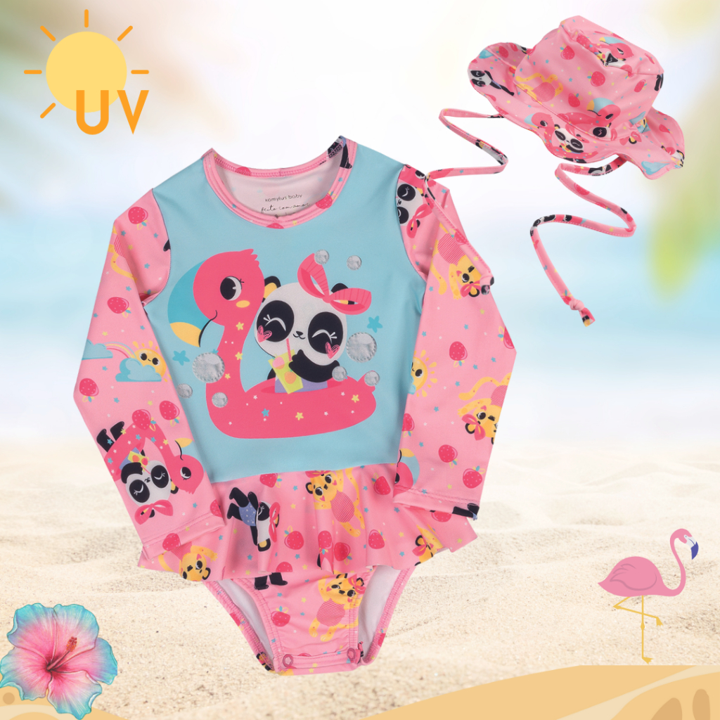 Roupa de praia infantil com store proteção solar