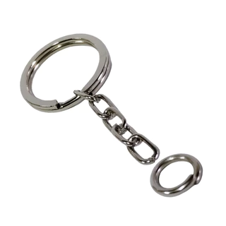 Kit Argola Chata 22mm Correntinha e Elo para chaveiro - 40 peças