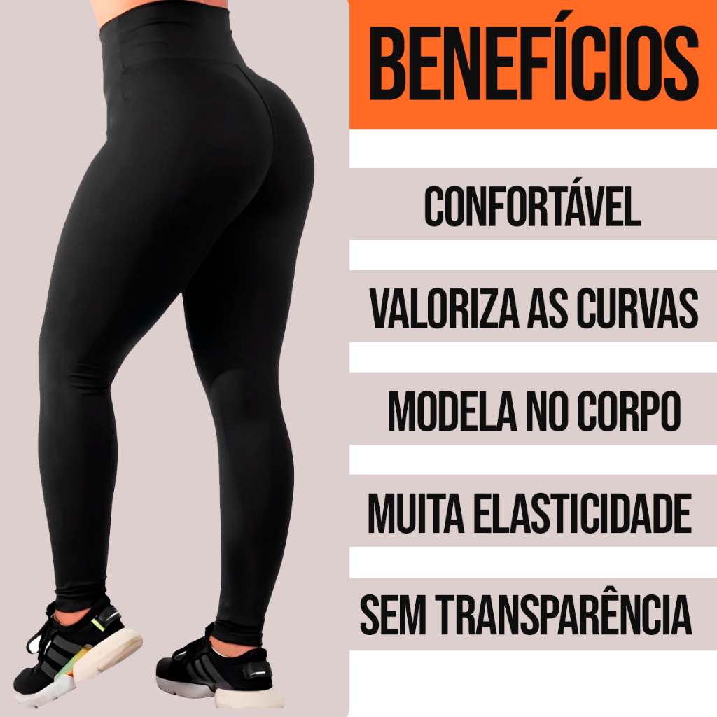 Calça Legging Grossa Não Fica Transparente Cintura Alta Suplex Esportiva  Academia Confortavel Empina Bumbum