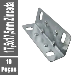 10 Un - Cantoneira Com 4 Furos 17,5 X 17,5mm Para Moveis - Fabio Ferragens