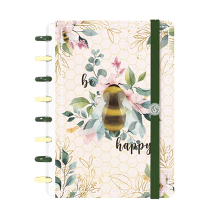 Caderno De Disco ISCOOL Capa Dura Inteligente 80 Folhas Bosque Abelha