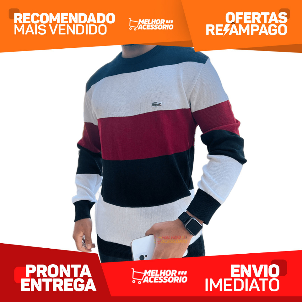 Sueter sales lacoste listrado