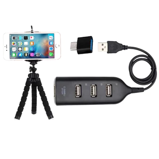 Conversor Celular Gamer Hub Usb 4 Portas + Adaptador Otg C + Suporte Tripé Kit Mobilador Pronto Pro Jogo em Oferta na Shopee