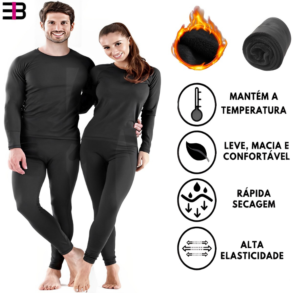 Calça Térmica Com Botão forrada Legging Segunda Pele Forro com Pelinho Unissex