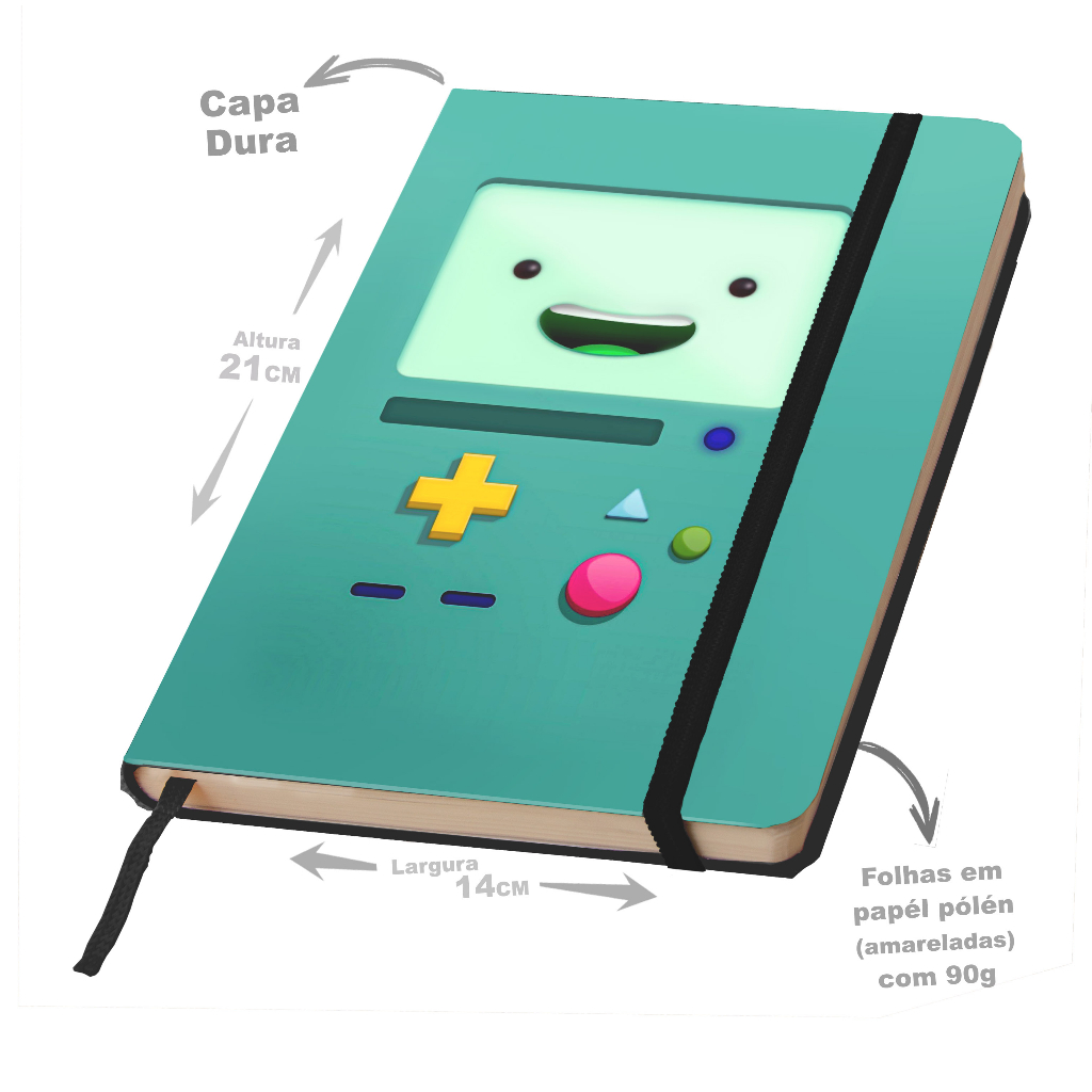 Caderno sketchbook ou anotações capa BMO- HORA DE AVENTURA