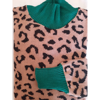 Blusa Tricô Onça Animal Print Tricot Moda Blogueira Inverno