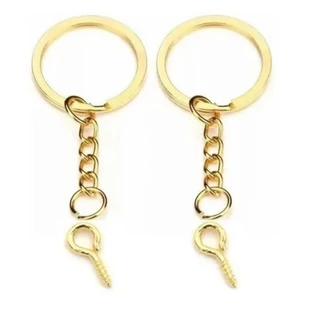 Argola C/ Corrente Para Chaveiro - 25mm + Elo 8mm + Mini Pitão - 100 pçs