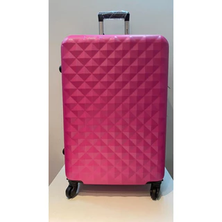 Mala de viagem Grande Pink, 23kg para avião, em fibra, de rodinha. Medida: 74x28x47. Ref: 138