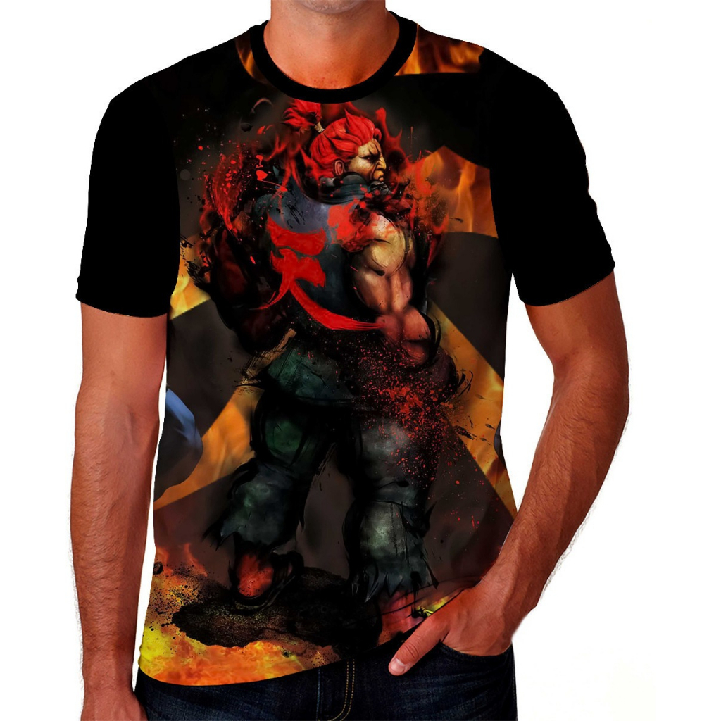 Camisa Camiseta Akuma Street Fighter Jogo Todos Os Tamanhos 01 Shopee Brasil 8144