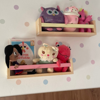 kit 2 Prateleiras Nicho Para Livros e Bonecas em Pinus 60cm