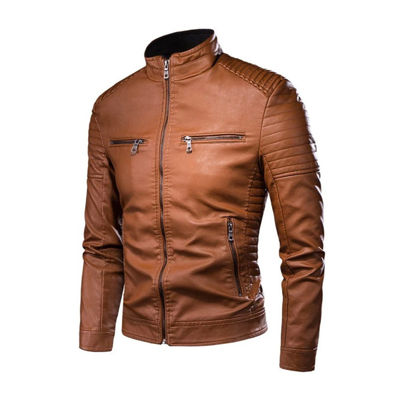 Jaqueta de store couro marrom masculina