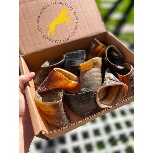 Mordedor Natural kit 5 Und Cascos Bovino - Paparico - Petisco pet cães