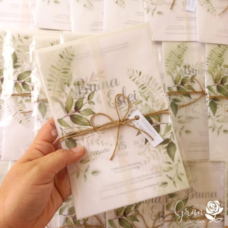 Convites de casamento com papel vegetal