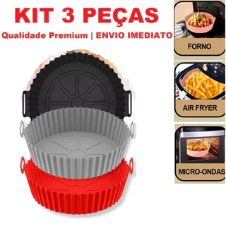 Kit 3 Assadeiras de Silicone Reutilizavel Protetor Forma Forro Air Fryer Microondas Qualidade