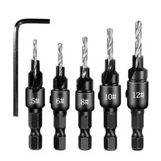 Jogo Brocas Escariadoras 5 Pcs Para Furadeira Escareador