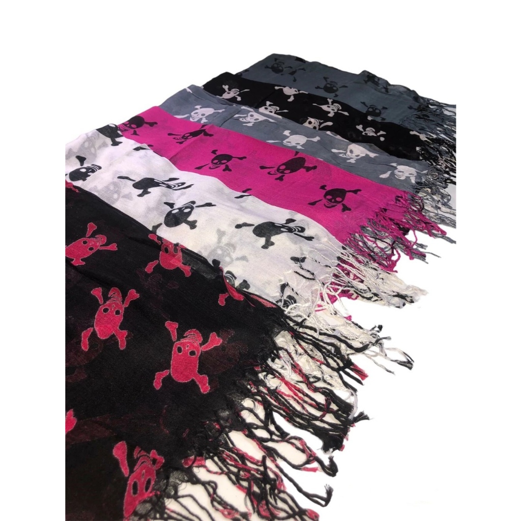 Pashmina Cachecol Lenço Comprido Unissex Estampa Caveira Várias Cores