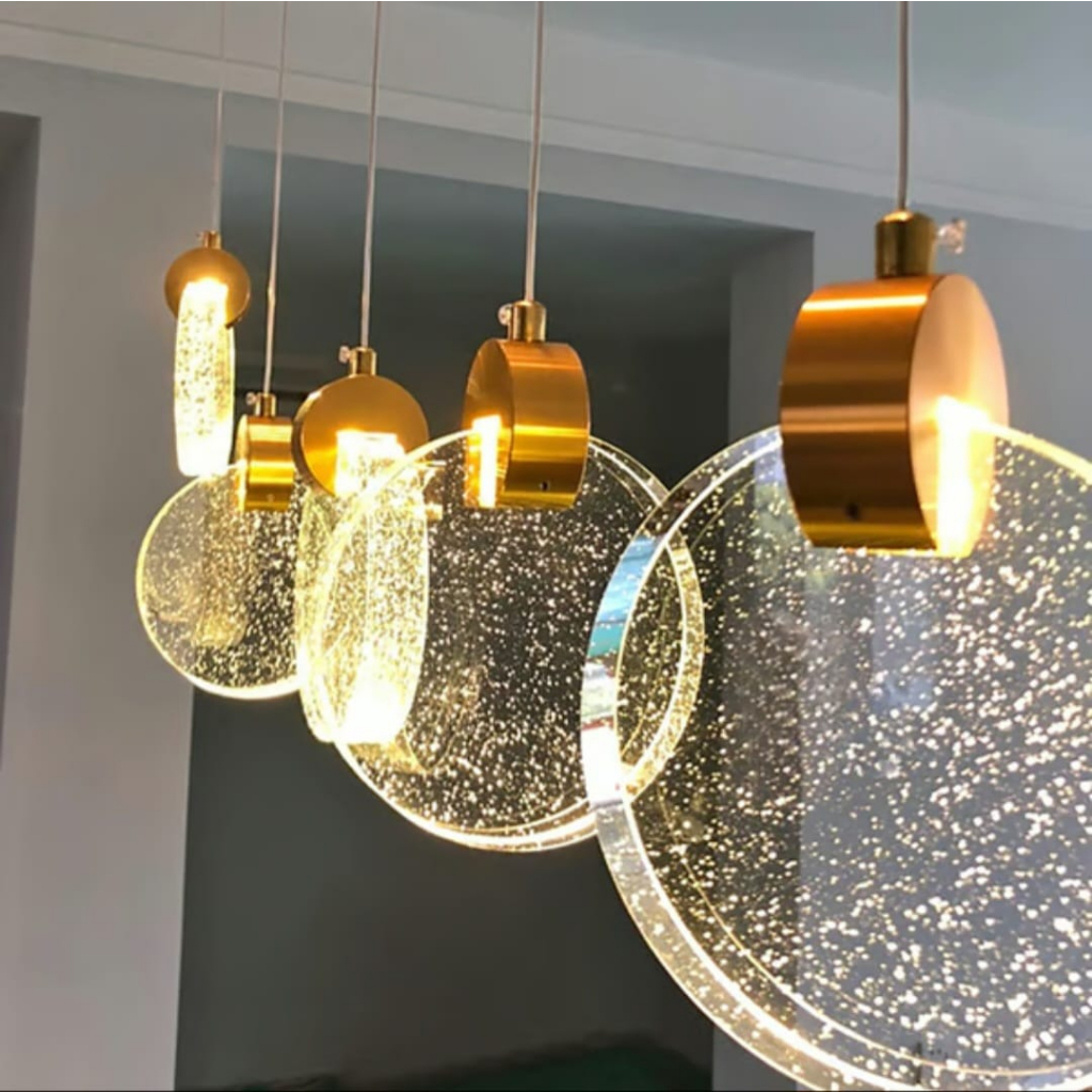 3 Pendente Luminaria Lustre Lua de Cristal Bolhas Shopee Brasil