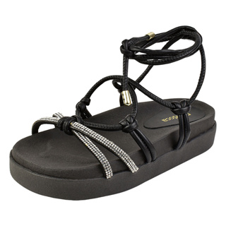 Sandália Feminina Papete de Amarrar Birken com Brilho Strass