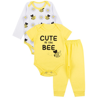 Kit Roupa De Bebe 3 Peças Body Manga Longa e Curta e Calça Algodão Menina ou Menino em Oferta na Shopee