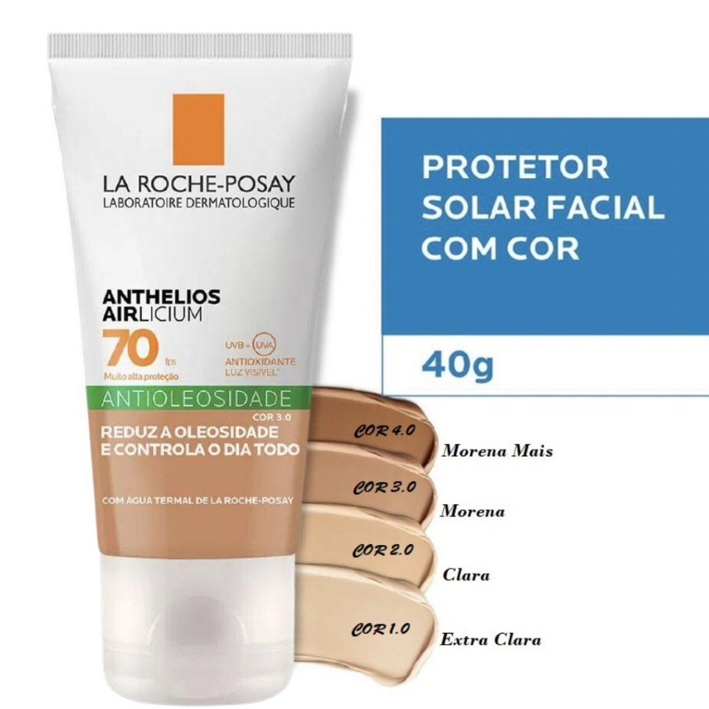 Protetor Solar Facial Anthelios Airlicium FPS70 Com Cor La Roche-Posay 40 gramas - Todas as Cores