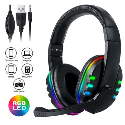 Headset Fone Gamer com led rgb com microfone Para PC Ps4 XBOX Computador Celular P3 Headphone iluminado