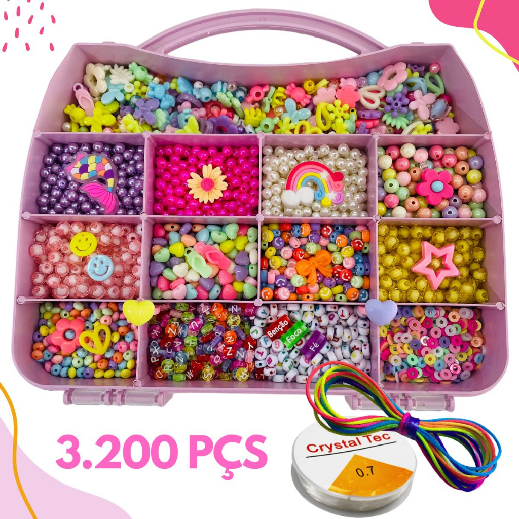 Maleta Kit Infantil Para Pulseira 3200 Peças + Silicone