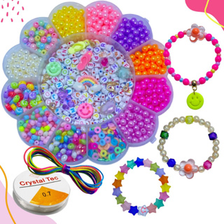 Kit Miçanga Infantil Para Pulseira Com 1200 Peças Maleta Miçangas