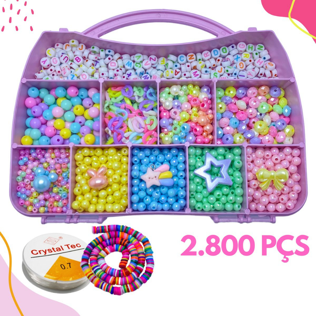 Kit Miçanga Para Montar Pulseira Infantil 4000 Peças + Fio - Comprar  Miçangas é na Loja Online Pitili