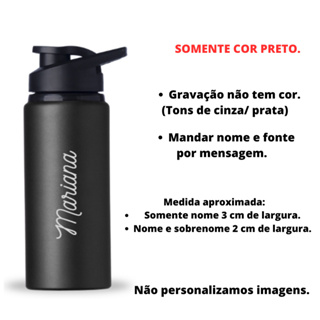 Squeeze Personalizado Alumínio 600 ML, Nome, Brasão de Time, Profissão, Garrafa de Água