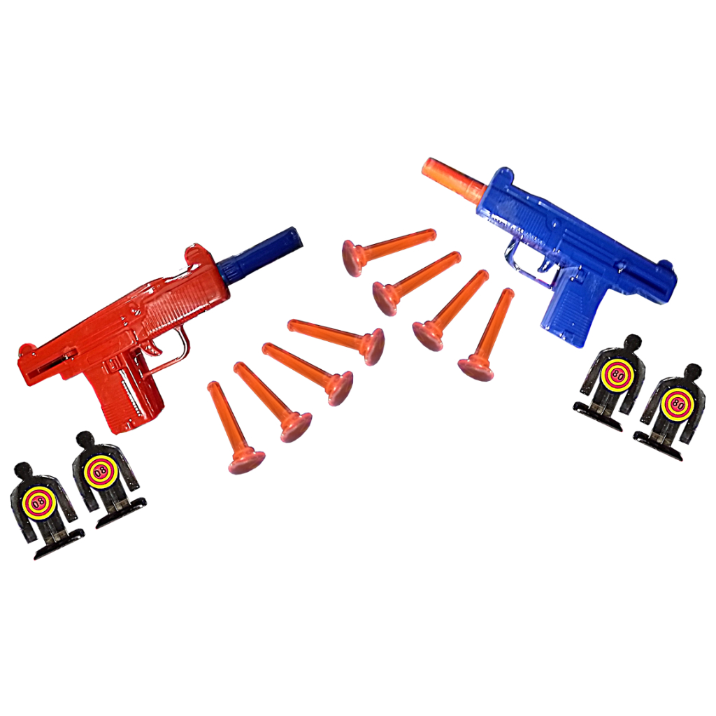 Pistola Lança Dardos Mini Uzi Azul Arminha Brinquedo Gun