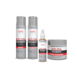 Kit Acelera Crescimento Avro Shampoo 300ml + Condicionador 300ml + Máscara Fortalecedora 300g + Spray Tônico Estimulante 120ml