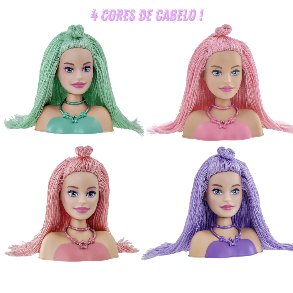 Boneca para Pentear - Mini Styling Head - Special Hair - Barbie - Rosa -  Pupee - Ri Happy