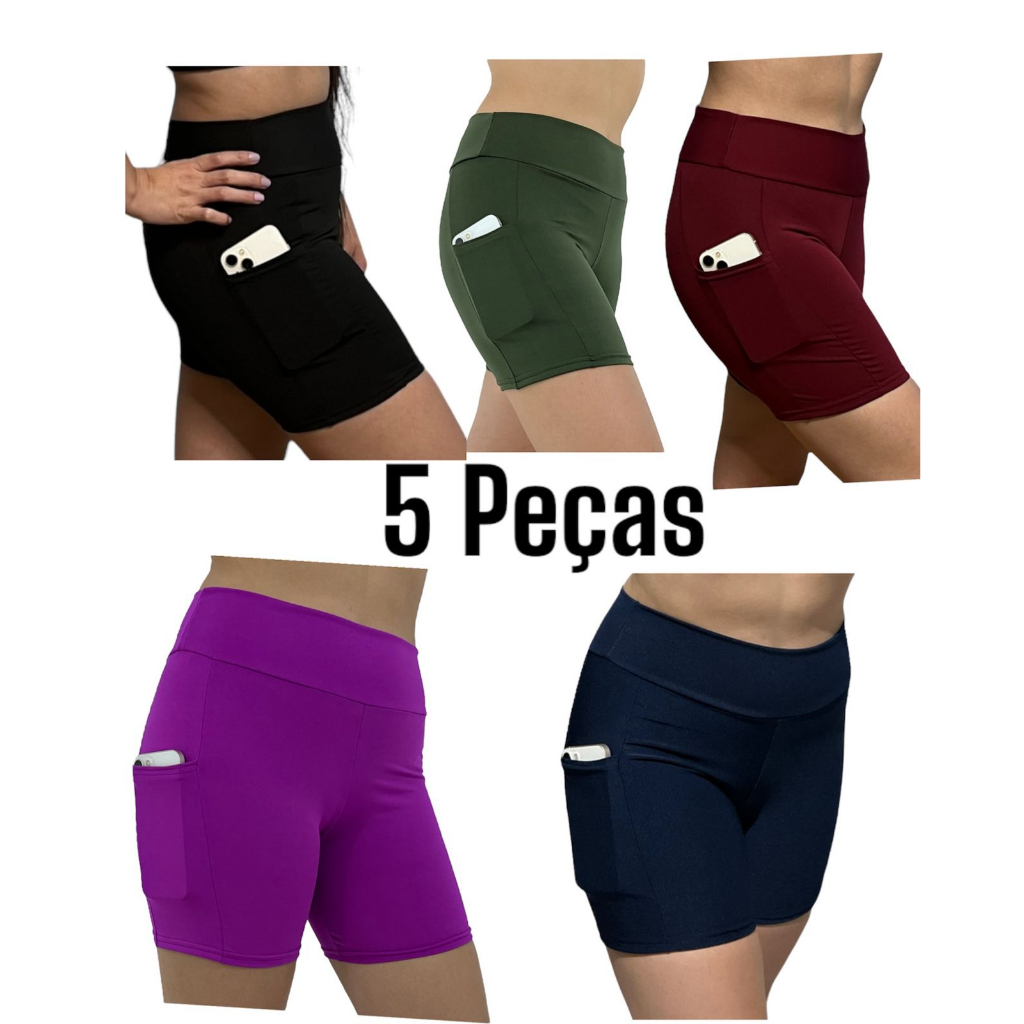 KIT C/ 4 Shorts Legging Meia Coxa Reforçada Bermuda Curta Fitness Feminino  Tecido Grosso Resistente Academia - Escorrega o Preço