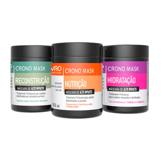 Kit Cronograma Crono Mask Avro Máscara de Reconstrução 100g + Máscara de Nutrição 100g + Máscara de Hidratação 100g