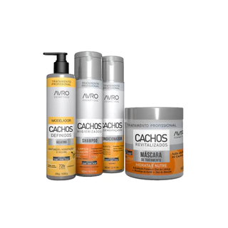 Kit Cachos Avro Shampoo 300ml + Condicionador 300ml + Gelatina Modeladora 300g + Máscara de Tratamento 500g