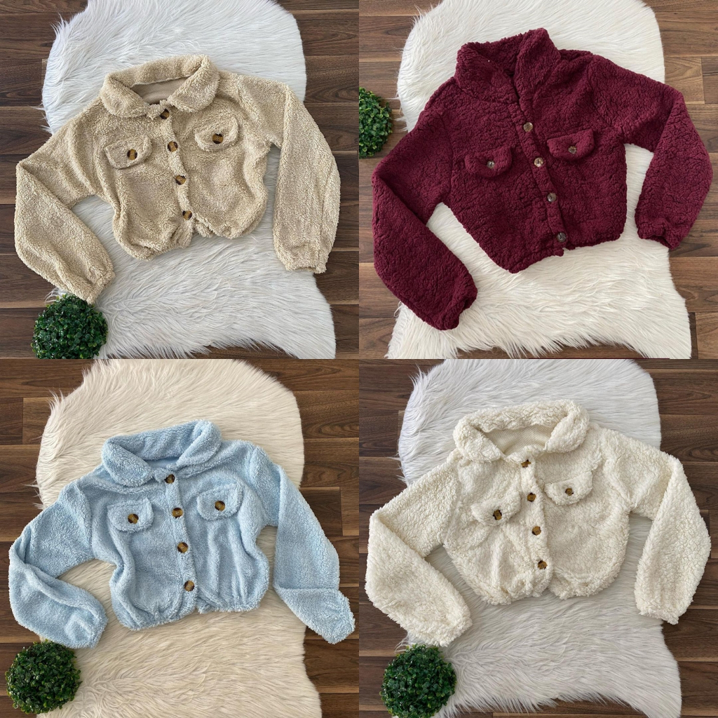 Casaco Teddy Cropped Pelucia Casaquinho Blusa de Frio Curta Feminina ...